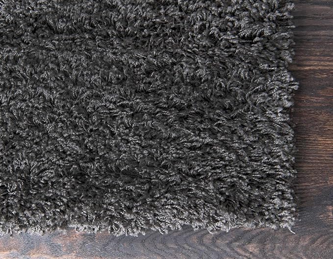 Unique Loom Solid Shag Collection Area Rug (2' 6" x 19' 8" Runner, Graphite Gray)