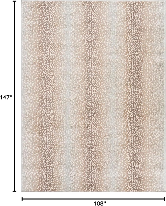 Livabliss Area Rugs - 9x12 Pablo Modern Antelope Print Camel Brown Area Rug for Living Room Bedroom - Animal Theme Non-Shedding Stain Resistant Large Carpet for Kitchen, Office (9' x 12'3")