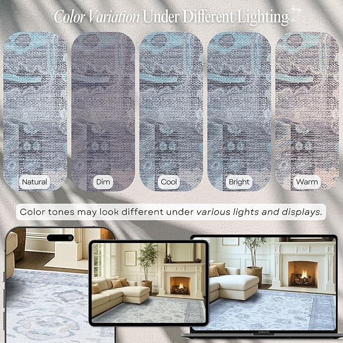 Fame Rugs Gray Modern Oushak Rug 8x10, Vintage Turkish Colorful Oriental Washable Antique Inspired Large Area Rugs, Luxury Living Room Bedroom (384GB, 7'6 x 10')