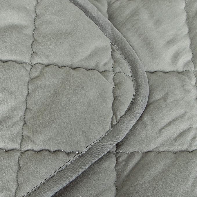 FLXXIE Machine Washable Microfiber Down Alternative Toddler Comforter, Super Soft and Lightweight Kids Crib Quilted Blanket for Stroller, Travel, 39x47 Inches, Somke Grey