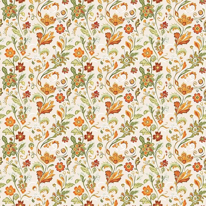 Orange Blossom Garden Duvet Cover Queen Size, 3 PCS Washed Fiber Floral Botanical Pattern Bedding Set, Cozy Soft Breathable Quilt Cover, Zipper + 8 Corner Ties + 2 Pillow Shams, Without Comforter