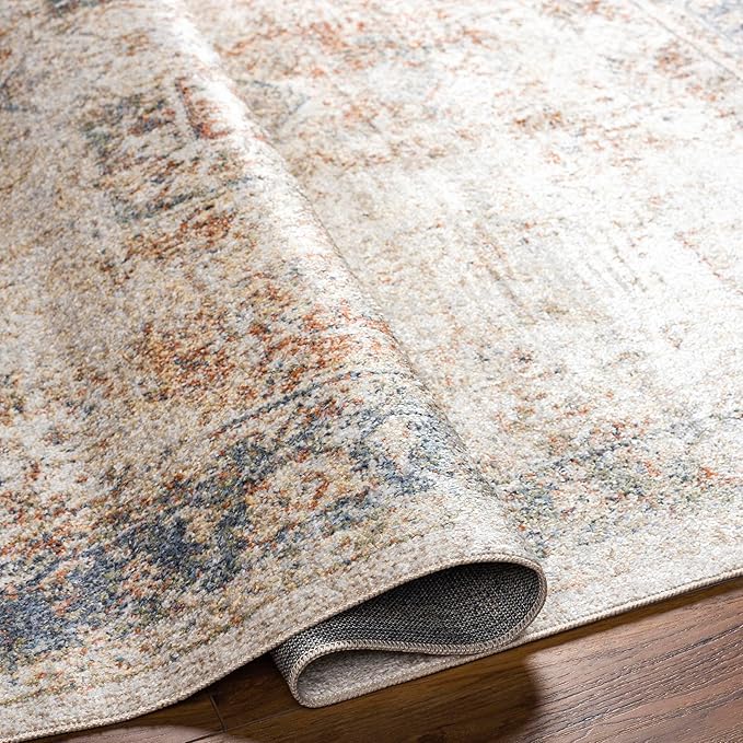 Mark&Day Washable Rugs, 2x4 Elkton Traditional Burnt Orange Area Rug, Oatmeal Gray Brown Carpet for Living Room, Bedroom or Kitchen (2'3" x 3'9", Machine Washable)