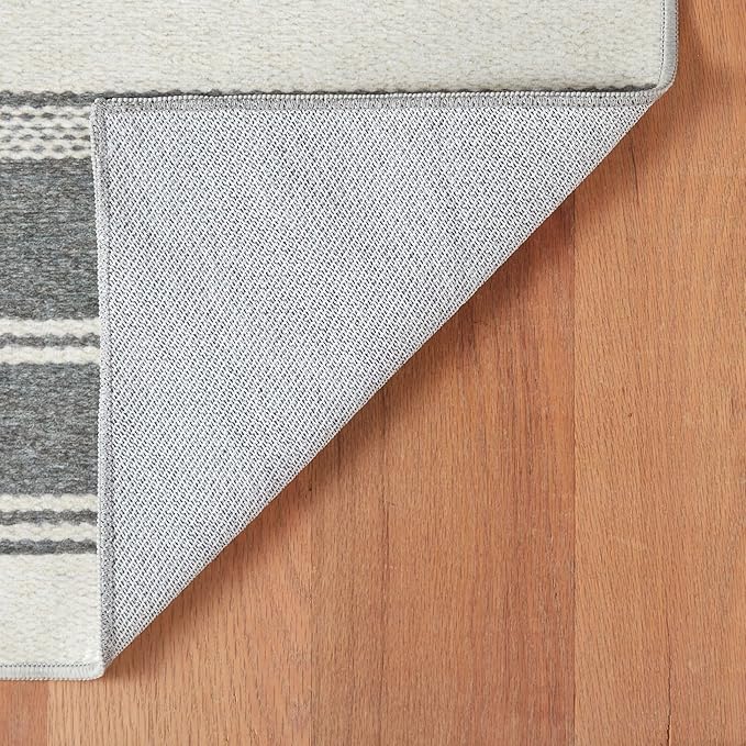 Dash & Albert Bowman Stripe Grey Machine Washable Rug, 5 X 8 Feet, Grey Stripe Pattern