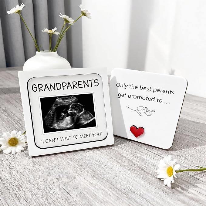Pregnancy Announcement for Grandma Grandparents, Ultrasound Picture Frames Wooden Surprise Box, Baby Announcement Gifts for Dad Mom, Birth Announcement Ideas, Pregnancy Reveal Gifts
