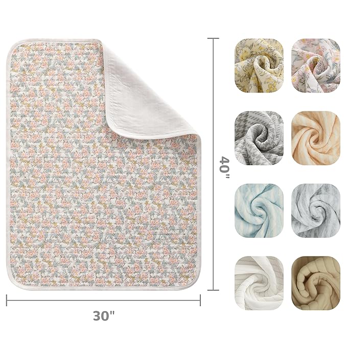 NTBAY Jersey Cotton Quilted Toddler Blanket, Breathable and Warm for Boys and Girls Baby Blanket, 30x40 Inches, Pink Floral