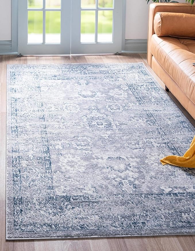 Rugs.com Charleston Collection Rug – 4' x 6' Gray Low-Pile Rug Perfect for Living Rooms, Large Dining Rooms, Open Floorplans