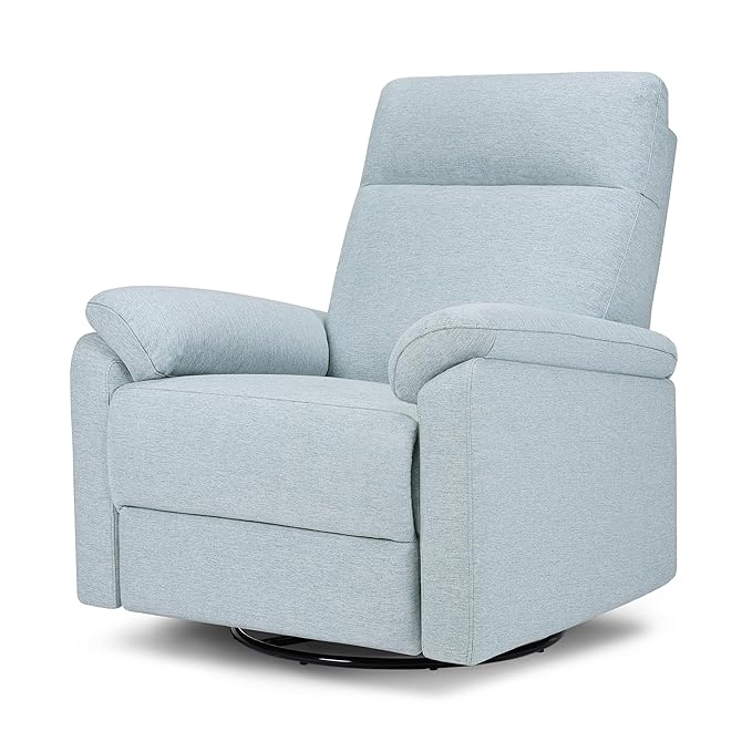DaVinci Suzy Glider Recliner Nursery Chair - Versatile Glider Rocking Chair for Nursery and Living Room - GREENGUARD Gold, FSC & Certi-PUR US Certified - 360° Swivel Rocker Recliner - Heathered Blue