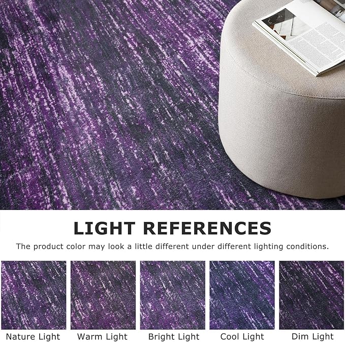 2x3 Modern Abstract Rug for Entryway, Purple White Super Soft Small Area Rug, Washable Non-Slip Kitchen Rugs, Low-Pile Mat for Bedside, Indoor Door Mat