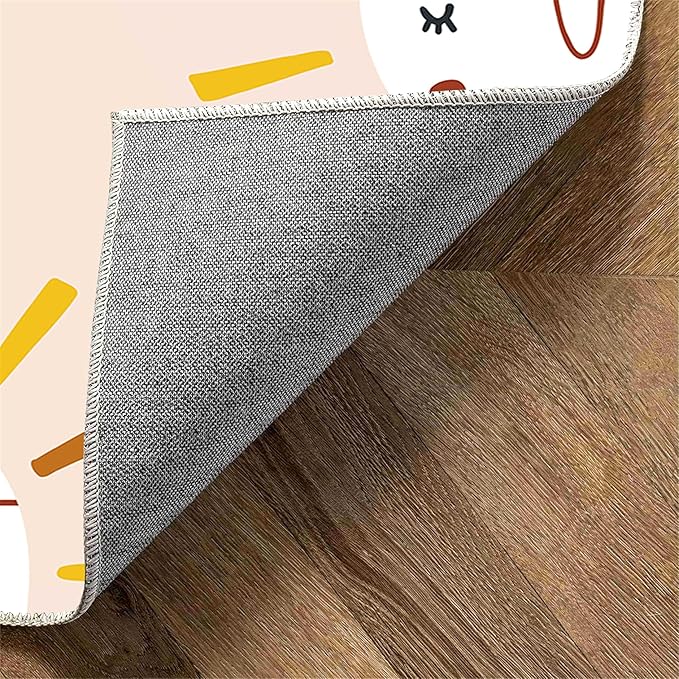 Children's Rug Living Room Plush Area Rugs Educational Rugs Soft Washable Non-Slip Rugs Simple Cute Sun and Love Prints Kids Room Nursery Decor Pink Rugs 6x9ft