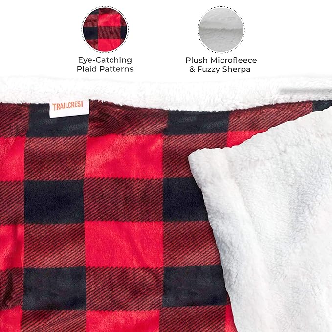 Ultra Soft Sherpa Fleece Plaid Baby Blanket | Cozy, Plush Throw Blanket for Kids | Reversible Plaid | Washable | Wide Size for Extra for Warmth & Comfort | Cute