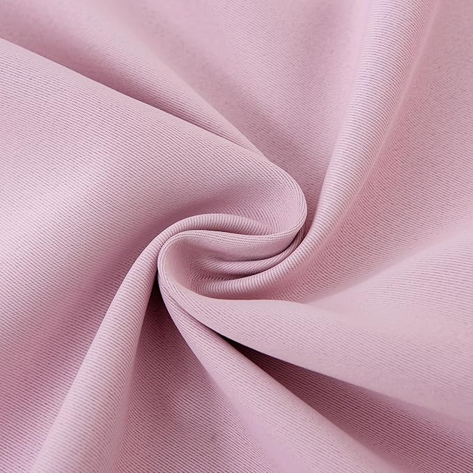 INLINAS Pale Pink Blackout Curtains with Sheer Overlay - Rod Pocket Thermal and Noise Reduction Panels for Bedroom and Living Room Light Blocking and Energy Saving, 52 x 63 Inches, Set of 2