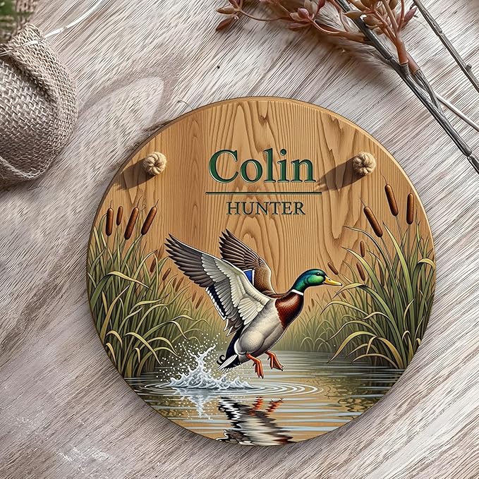 Custom Duck Hunting Wooden Name Sign – Personalized Rustic Wall Decor for Boys Room, Cabin, or Outdoor-Themed Nursery Decoration Home Decor