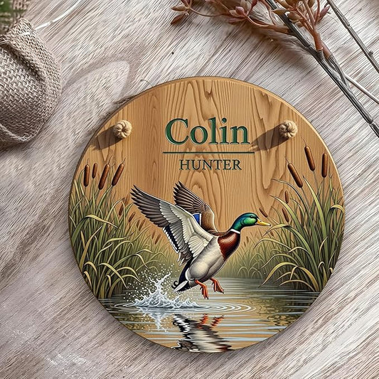 Custom Duck Hunting Wooden Name Sign – Personalized Rustic Wall Decor for Boys Room, Cabin, or Outdoor-Themed Nursery Decoration Home Decor