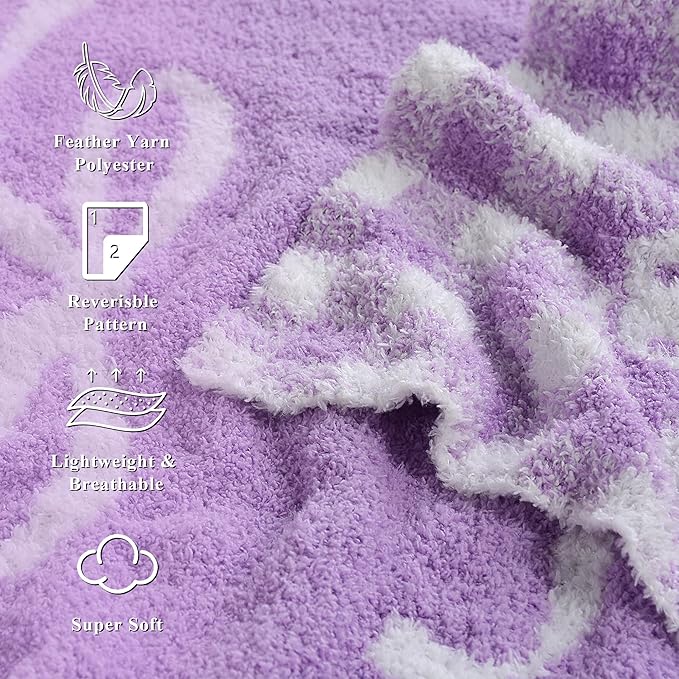 Purple Bow Baby Blanket – Knitted Throw with Elegant Bow Accent for Baby Girls, Nursery Bedding & Shower Presents – Soft & Cozy, 30x40 Inch