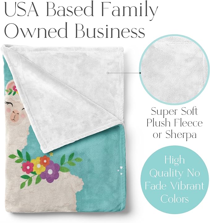 Personalized Llama Throw Blanket with Custom Name for Kids, Women, or Adults, Cute, Comfortable, and Plush with Soft Colors for Bedding, Home Decor, or Travel (Fleece 60x80)