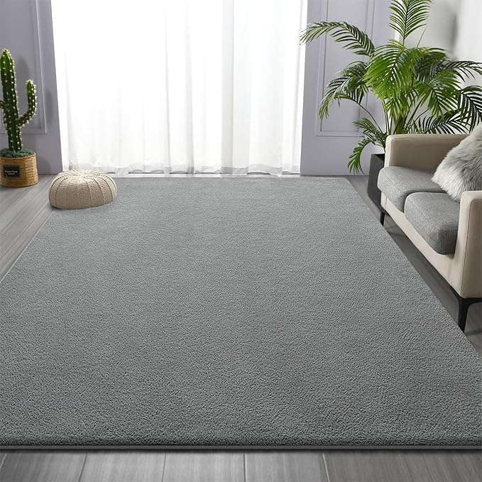 Large Soft Rugs for Living Room, 6 x 9 Ft Thickened Memory Foam Area Rug for Bedroom, Non-Slip Comfy Indoor Carpet for Boys Girls Dorm Room Nursery Home Decor, Grey