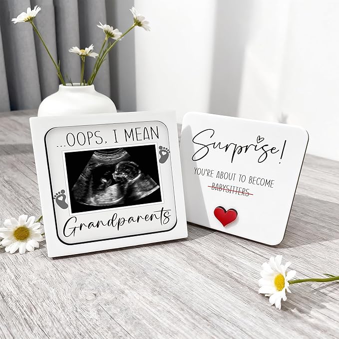 Pregnancy Announcement for Grandma Grandparents, Ultrasound Picture Frame Surprise Box, You're About to Become A Babysitter, Baby Coming Soon Announcement, Pregnancy Reveal Gifts to Grandparents