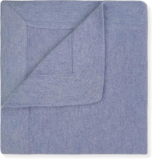 Jet&Bo BABY 100% Cashmere Baby Blanket Luxe Knit Design in Blue - 32" x 40" - Ultra Soft, Hypoallergenic & Temperature Regulating - Gift Box and Card Included