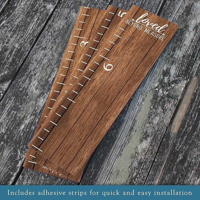 Farmhouse Style Wooden Kids Growth Chart Ruler for Boys and Girls (Rustic Brown - NTT)