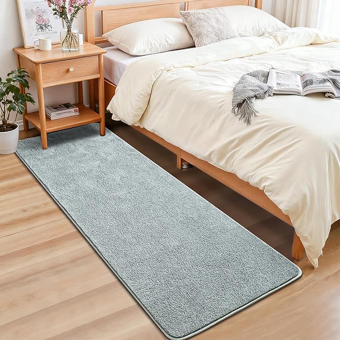 Chicrug 2x6 Minimalist Washable Runner Rugs for Bedroom Hallway, Modern Soft Memory Foam Rug for Kids Nursery, Low Plie Indoor Runner Carpet for Dorm Kitchen Bedside Living Room Decor, Grey