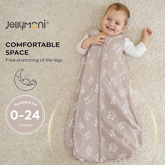 JELLYMONI Baby Sleep Sack 18-24 Months, 100% Cotton 3 Pack 0.5 TOG Baby Wearable Blanket Infant Sleep Sack with 2-Way Zipper Newborn Sleep Sacks
