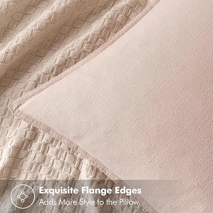 MIULEE Decorative Linen Pillow Covers 20x20 Inch Light Pink Boho Farmhouse Neutral Couch Throw Pillows for Bed Pack of 2 Accent Modern Pillowcase Sofa Livingroom Home Decor