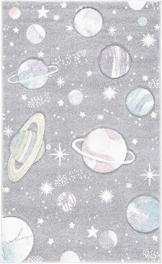 SAFAVIEH Carousel Kids Collection Accent Rug - 2'3" x 4', Grey & Lavender, Non-Shedding & Easy Care, Ideal for High Traffic Areas for Boys & Girls in Playroom, Nursery, Bedroom (CRK103F)