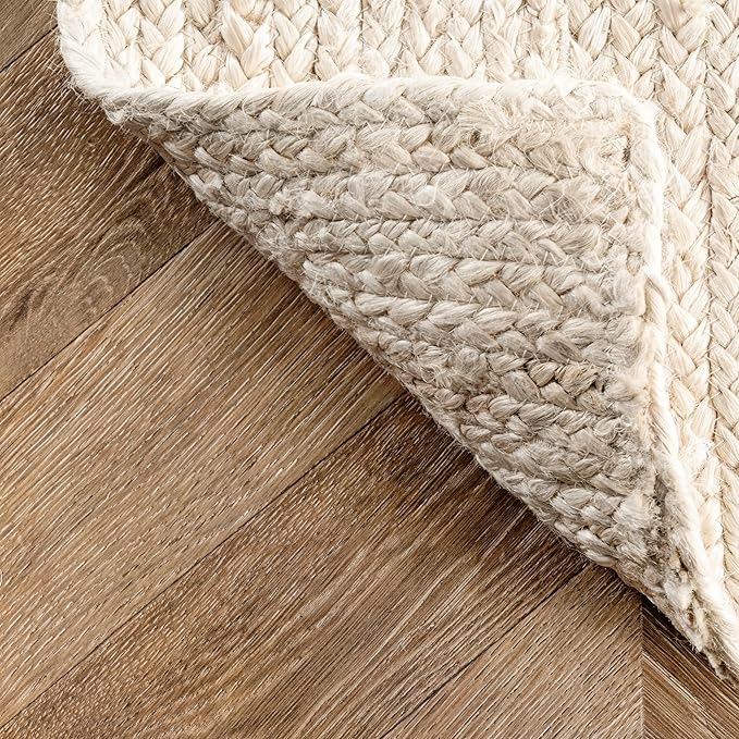 nuLOOM Oval 2x4 Rigo Jute Hand Woven Area Rug, Off White, Solid Farmhouse Design, Natural Fiber, For Bedroom, Living Room, Dining Room, Hallway, Office, Kitchen, Entryway