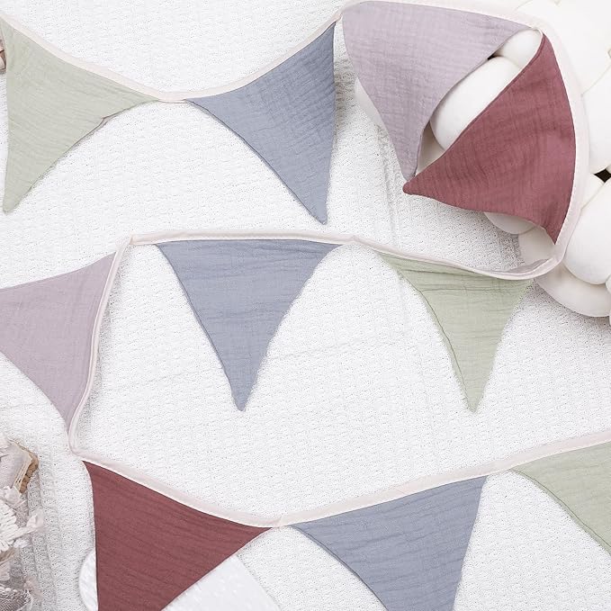 Pennant Banner Flags,Infant and toddler room decoration pennant,for Nursery Decor Baby Birthday Boho Wedding Shower Party Event (Colorful triangular flag banner90)