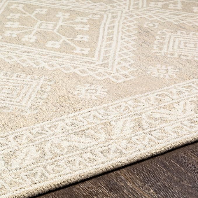 Mark&Day Wool Rugs, 6x9 Ubbena Traditional Taupe Area Rug, Beige Carpet for Living Room, Bedroom or Kitchen (6' x 9')