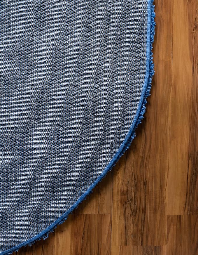 Unique Loom Solid Shag Collection Area Rug (5' 3" x 8' Oval, Periwinkle Blue)