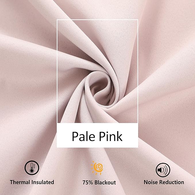 Treatmentex Pink Half-Blackout Curtains 54" Pink Pompoms Curtain Panels for Nursery Room Darkening Thermal Curtain Drapes for Baby Girls Rod Pocket 2pcs