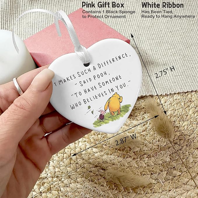 Teacher Mentor Gift-It Makes Such A Difference-Teacher Appreciation Ornament Keepsake for Classroom Educator Instructor-Heart Shaped Christmas Ornament Plaque Décor