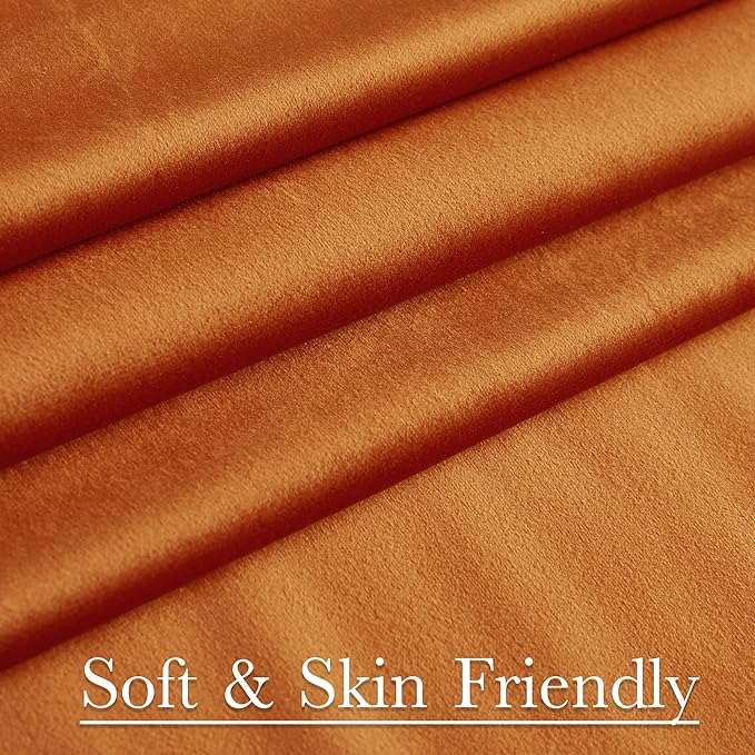 StangH 10 ft Orange Curtains for Holiday Backdrops, Super Soft Thick Velvet Room Darkening Window Curtains for Bedroom/Living Room Sliding Door/Villa, W52 x L120, 2 Panels