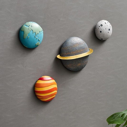 XGZY XGZY4PCS Planet Wall Hanging Set: Simple 3D Relief Art Wall Hanging Set, Fun Decoration for Living Room, Entrance, and Study