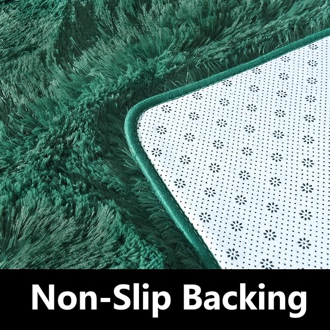 Fluffy Lightweight 2x3 Feet, Blackish Green Under Desk Rug, Upgrade Anti-Skid Rectangular Rug for Boys Room