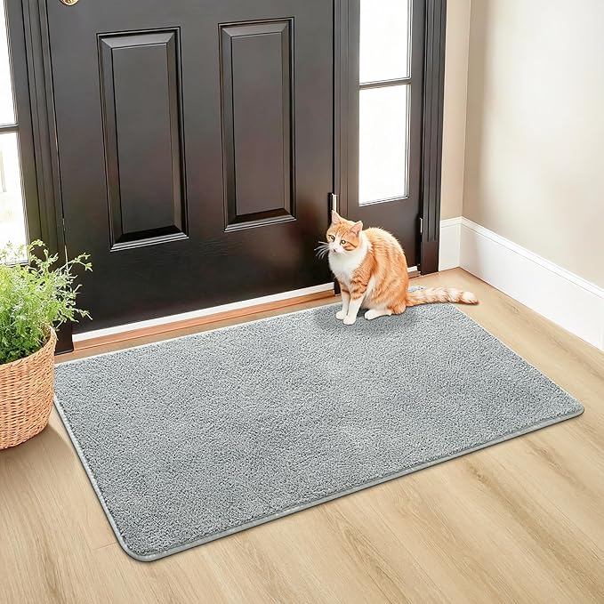 Chicrug 2x4 Minimalist Washable Runner Rugs for Bedroom Hallway, Modern Soft Memory Foam Rug for Kids Nursery, Low Plie Entryway Indoor Runner Carpet for Dorm Kitchen Bedside Living Room Decor, Grey