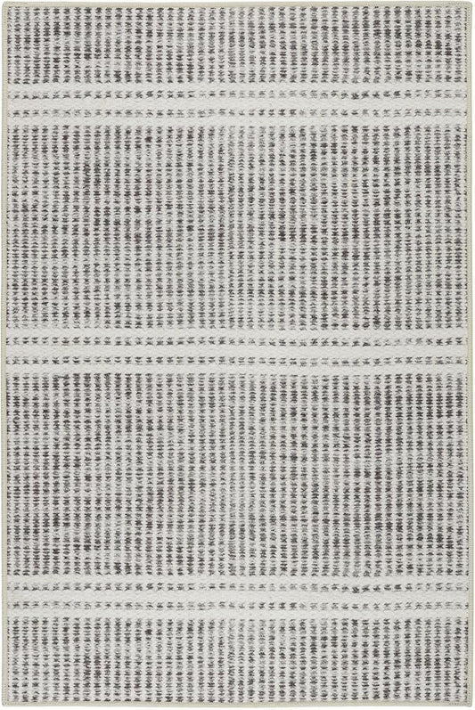 Dash and Albert Malta Grey Machine Washable Area Rug - 5' x 8' Grey Stripe Washable Accent Rug - Durable, High Traffic Areas Kitchen, Mudroom, Hallways