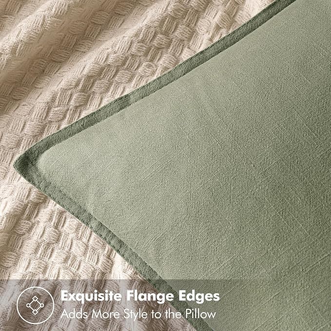 MIULEE Decorative Linen Euro Sham Pillow Covers 26x26 Sage Green Boho FarmhouseNeutral Couch Throw Pillows for Bed Pack of 2 Accent Modern Pillowcase Summer Sofa Livingroom Home Decor