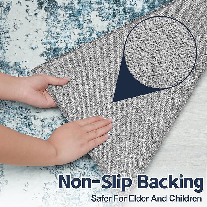 Area Rug 2x3 Washable Rug: Soft Small Entryway Rug with Anti-Slip Backing Non-Shedding Stain-Resistant Abstarct Modern Carpet for Kitchen Bedroom Indoor Front Entrance-Blue