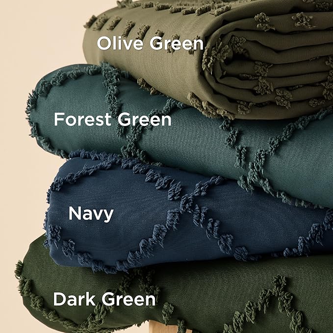 Bedsure Boho Twin Duvet Cover Size - Dark Green Breathable & Soft Boho Bedding, Machine Washable Comforter Cover for All Seasons, Includes 1 Duvet Cover 68"x90" with 1 Pillow Sham & Zipper Closure