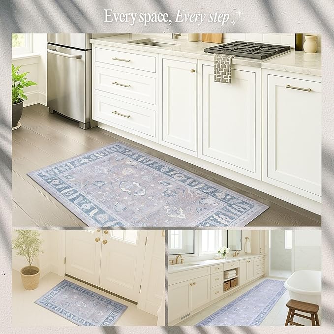 Fame Rugs Gray Modern Oushak Rug 9x12, Vintage Turkish Colorful Oriental Washable Antique Inspired Oversize Area Rugs, Luxury Living Room Bedroom (389GBB, 9' x 12)