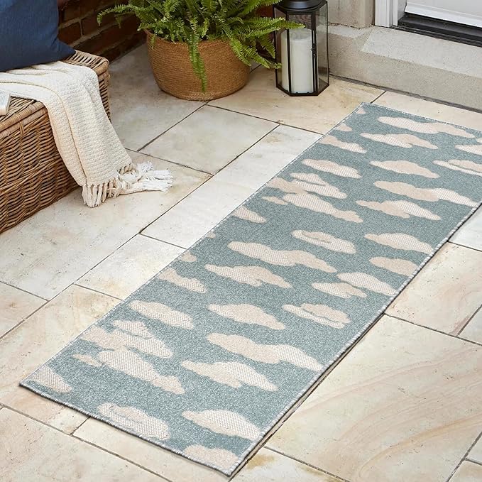 JONATHAN Y Hedwig High-Low Cloud Blue 2x8 Indoor/Outdoor Runner Rug, Youth Scandi, Kids, Modern, Cottage, Transitional for Bedroom,Kitchen,Living Room,Non Shedding,Easy-Washing (SCN105A-28)