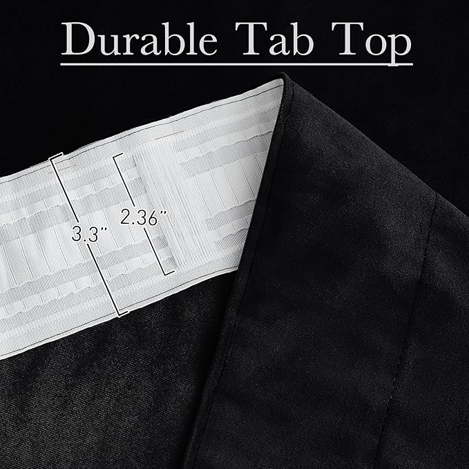 StangH Black Curtains 92 inches Long Super Soft Velvet Room Darkening Thermal Insulated Window Drapes Back Tab Luxury Decor for Theater Bedroom Living Room, W52 x L92, 2 Panels