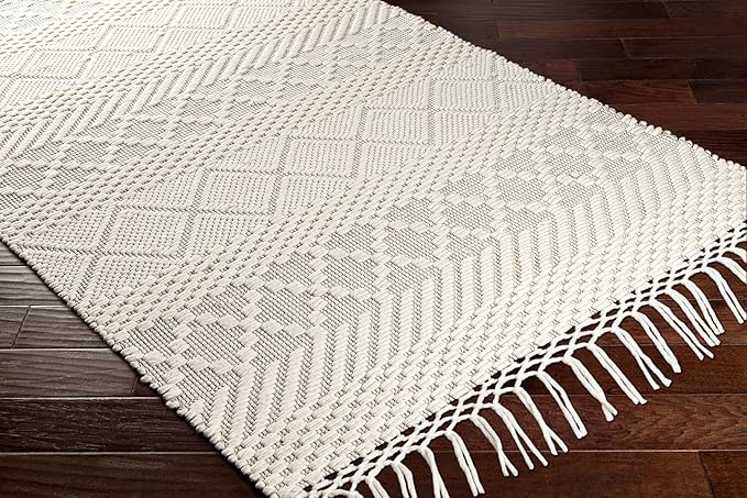 Mark&Day Wool Rugs, 6x9 Alto Pass Global Cream Area Rug, Cream Beige Carpet for Living Room, Bedroom or Kitchen (6' x 9')