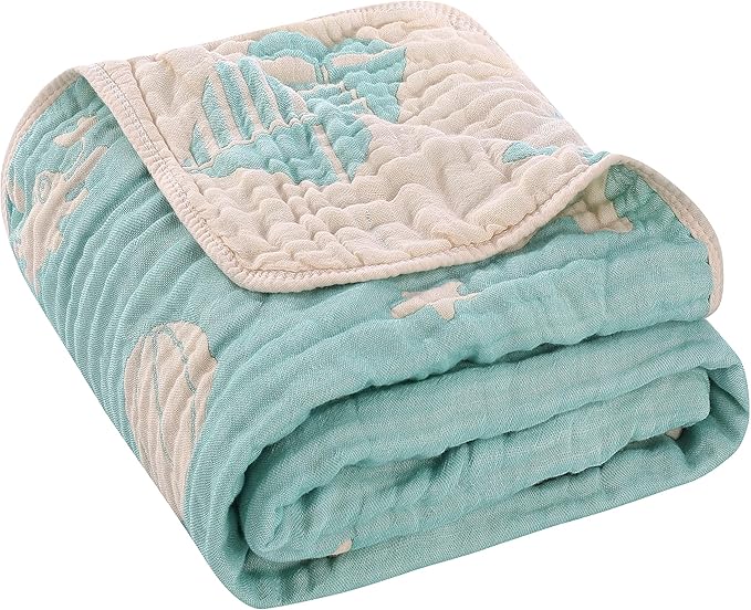 Ultra-Soft Muslin Baby Blanket (43x43 Inches,Green Ocean, 1-Pack)