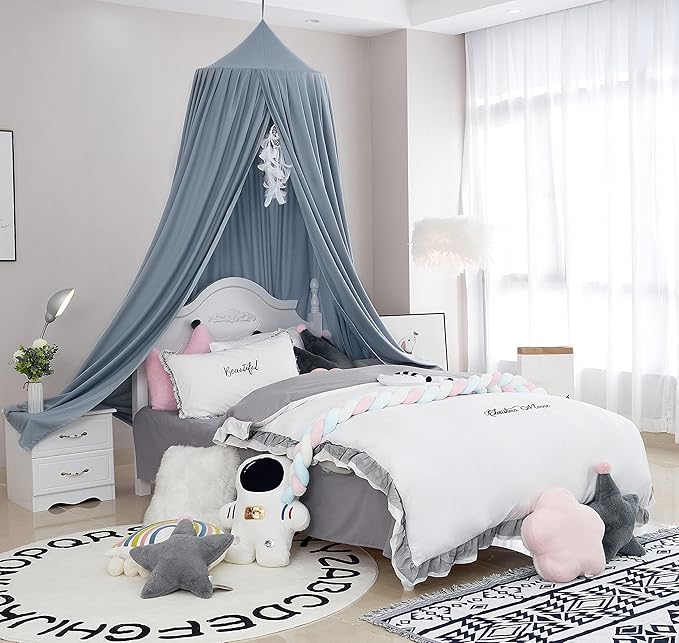 Princess Bed Canopy for Girls, Extra Large Hanging Canopy for Bed, Dreamy Play Tent for Girls Room Bedroom Decoration, Breathable Canopy Bed Curtain for Children Reading Nook - Pale Blue