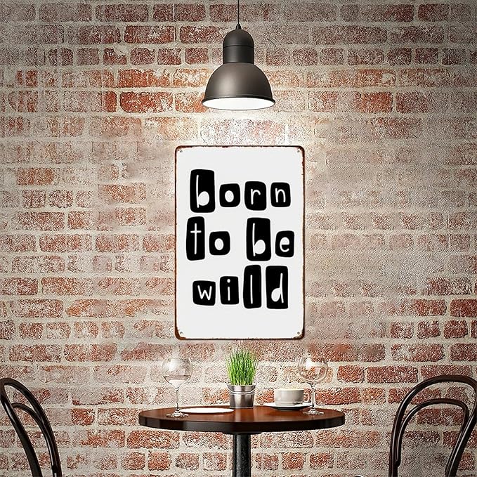 Born To Be Wild Safari Nursery Wall Decor Wild One Playroom Aluminum Tin Signs Nursery Metal Posters for Living Room Classroom Bedroom Bathroom Decoration 8x12inch