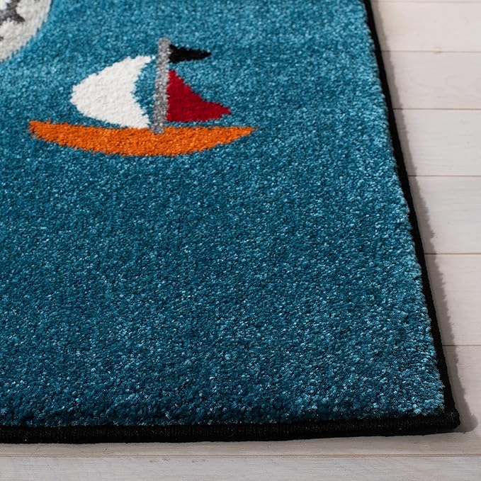 SAFAVIEH Carousel Kids Collection Area Rug - 6'7" x 9', Black & Ivory, Non-Shedding & Easy Care, Ideal for High Traffic Areas for Boys & Girls in Playroom, Nursery, Bedroom (CRK192Z)