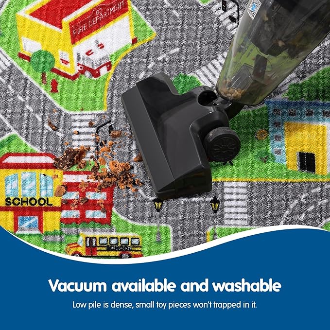 Booooom Jackson Car Rug City Life Great for Kids Toy Cars, Play Learn and Have Fun Safely - Kids Rug Baby Children Educational Road Traffic Play Mat for Bedroom Play Room Game Safe Area(39.37X79 Inch)